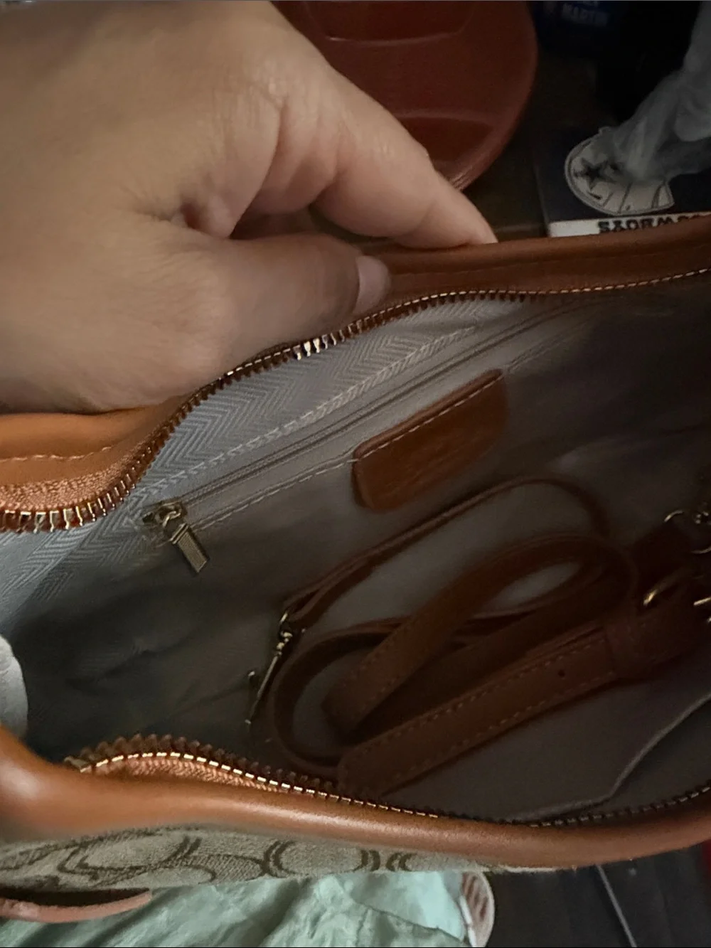 Coach Tan/Brown Signature Jacquard Shoulder Bag with Gold Hardware
